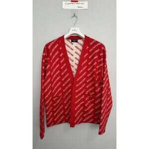 BALENCIAGA RED / WHITE CARDIGAN - SIZE 1 (FITS LIKE L)